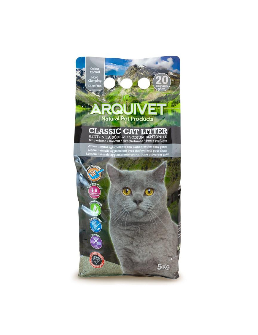 Classic Cat Litter 5 Kg - Arena 100% natural aglomerante con carbón activo - para gatos 6.570248€ - 1