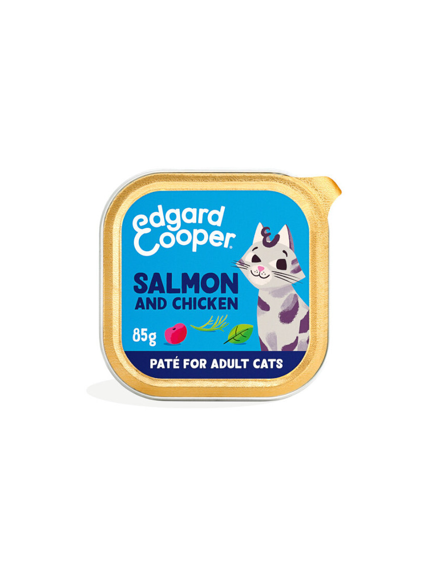 Tarrina para Gatos Adultos de Salmón, Pollo y Albahaca Edgard & Cooper 0.99€ - 1