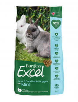 Alimentação para Coelho Júnior e Anã com Menta Excel Burgess 12.95€ - 1