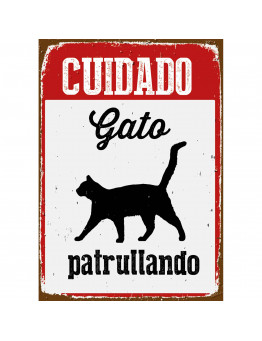 Sinal A5 Metálica 'Beware Patrulha de gato' 7.95€ - 1