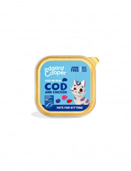 Tarrina Húmeda para Gatitos Adultos con Bacalao y Pollo Edgard & Cooper 1.95€ - 1